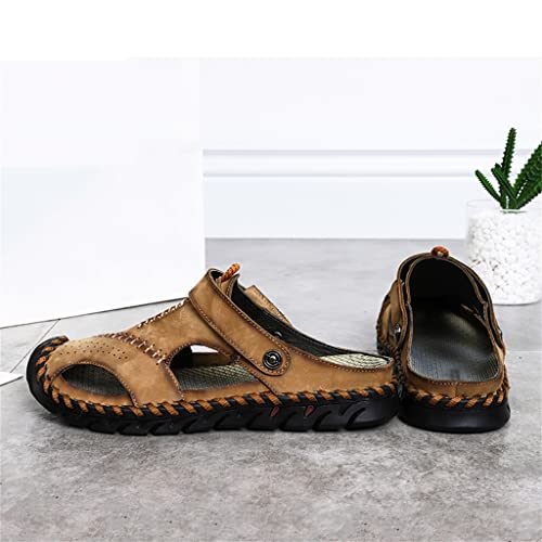 Men Leather Sandals Men Shoes Slippers Soft Sandals Men Comfortable Outdoor Walking Footwear(42)4