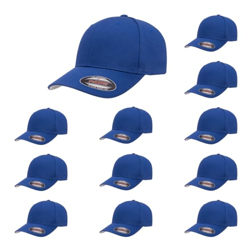 Flexfit 5001 12-pk Standard Cotton Twill Fitted Baseball Cap (Royal,S/M)