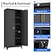 Polup Pantry Cabinet, 75 Inch Tall Kitchen Storage Cabinet, Metal Pantry Cabinets with Doors and Adjustable Shelves, Black Freestanding Food Cupboard for Living, Dinning Room-Assembly Required