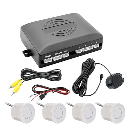 Telecamera Posteriore Auto Sensore Di Parcheggio Video AHD Per Auto, Rilevatore Radar Di Retromarcia, Di Monitoraggio E Telecamera Auto Retrocamera(Bianco)