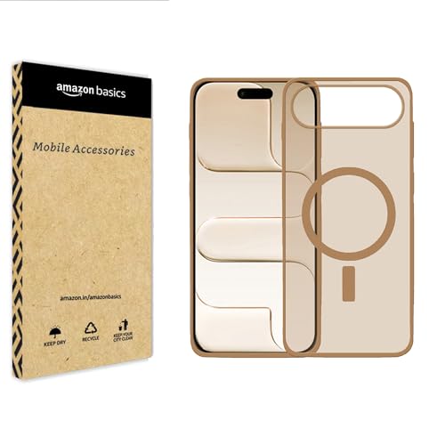 Image of amazon basics Luxury Paper Thin Case Cover for iPhone 17 Air | Matte Finish | Compatible with magsafe | (Gold, iPhone 17 Air)