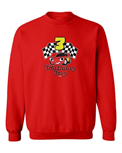 Birthday Boy Car Three - 3 Year Old Fun Toddler Fleece Crewneck Sweater