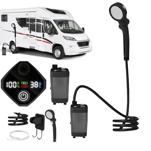 Douche de camp rechargeable étanche avec écran LED et 3 modes de jet