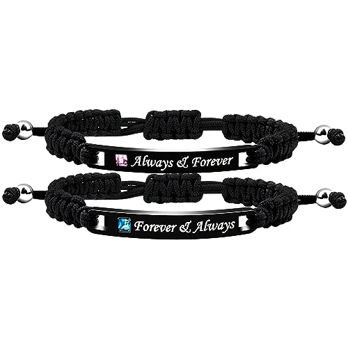 Bracelets pour elle et lui en titane et acier inoxydable tressé