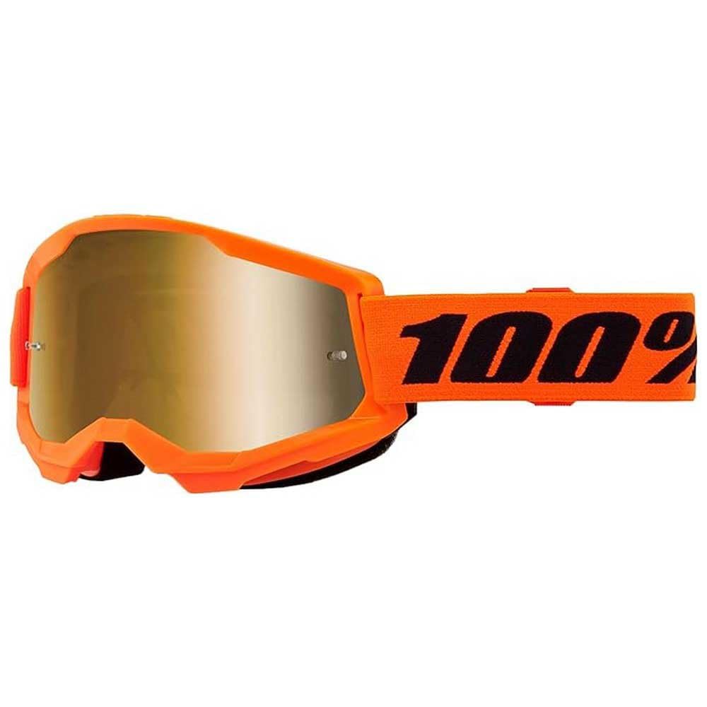 100% Maschera Strata 2 Neon Orange - Lente A Specchio Oro