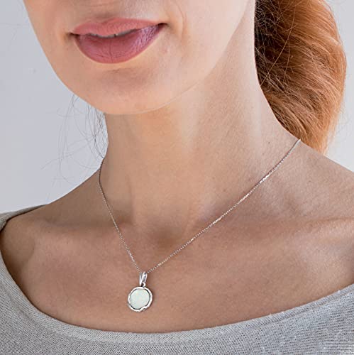 ADITA GOLD 925 Sterling Silver White Opal Necklace, Dainty 12mm Round Gemstone Pendant, October Birthstone Bridal Wedding Jewelry, Handmade Vintage Statement Jewel for Classy Brides and Women3