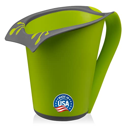 Image of Baby Bath Rinse Cup with Soft Silicone Edge - Tear Free Shampoo Rinser for Babies, Toddlers, Kids - 27 oz Large Capacity Waterfall Pourer, Easy Grip Handle, BPA Free, Made in USA by Fresh Frog