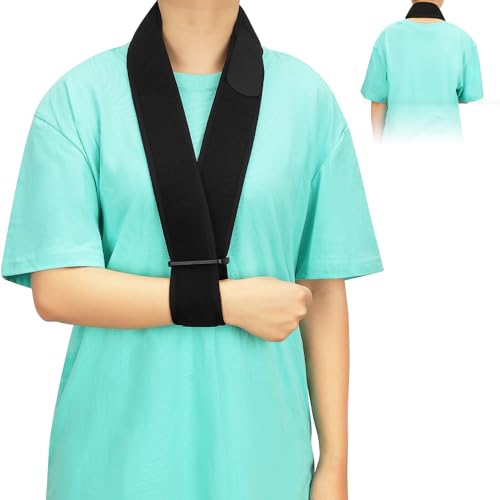 YF Universal Armschlinge, Schulter Immobilisierung Verstellbarer Armstützgurt Leichte Nackenstütze Ergonomische Rotatorenmanschetten für Frakturen und Zerrungen für Männer Frauen, Schwarz