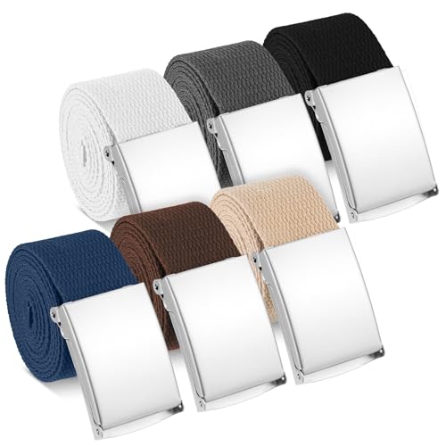 6 Packs Golf Belts for Men Men's Cut To Fit Canvas Web Nylon Web Belt Size up to 55