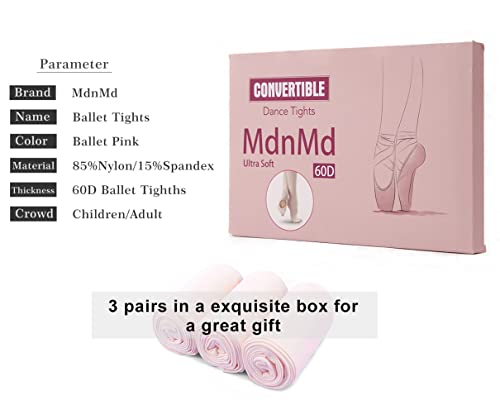 MdnMd Girls' Women's Ballet Tights Ultra Soft Convertible Dance Leggings Transition Tights for Toddler Kids Adult3