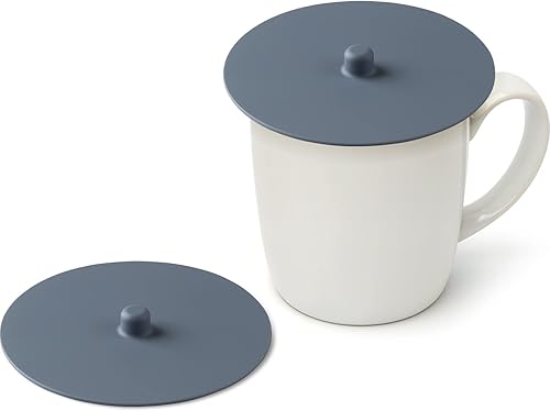 Carrotez Paquete de 2 tapas de silicona para tazas, fundas de taza de 4.3 pulgadas, tapas de silicona reutilizables para tazas de café y té, color