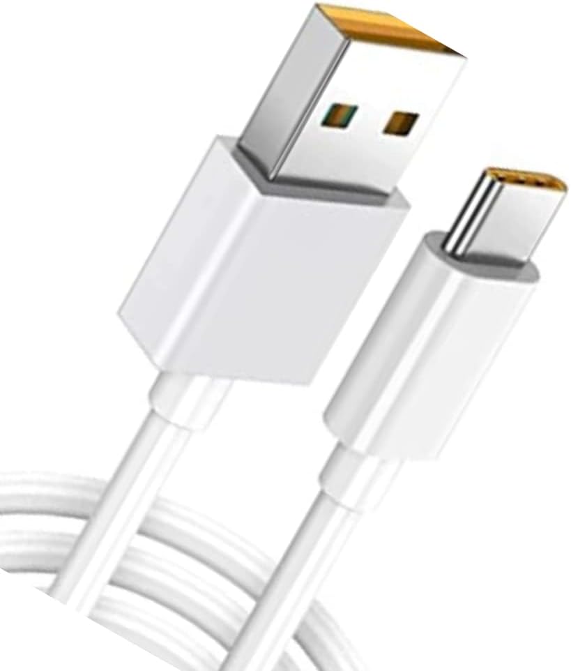 45W Supervooc Fast Charging Type C Cable Compatible With Realme GT Neo 3, GT 2 Pro, GT Neo 2, X50 Pro, X7 Pro, 9 Pro+, 10 Pro+, 11 Pro+, 11 Pro (45W Cable), White