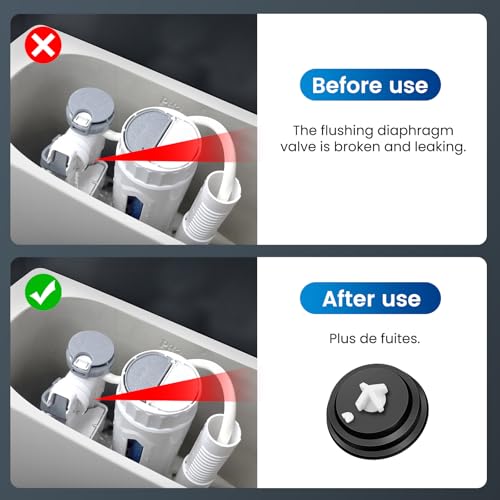 4 Stück Dichtung für Spülkasten, Membran für Spülkasten, Unterlegscheibe für Ventilmembran, Membran aus Gummi, austauschbar für die Pflege von Spülkästen, Schwimmer, Wasserspülung