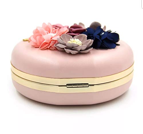 Image of TOOBA Handicraft Women's Round Shape Clutch Bag Purse | Floral Bag, Bridal Purse & Party Handbag Design with Ring Handle - Wedding & Special Occasion Clutch