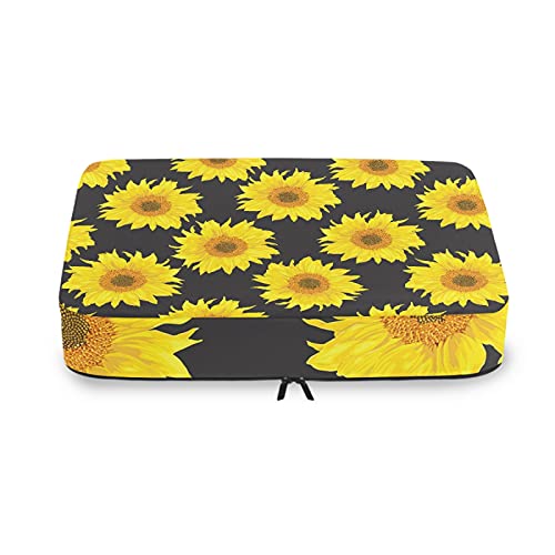 Yellow Sunflowers On Black 4 Set Packing Cubes, Travel Packing Organizers, 600D Oxford Cloth Toiletry Storage Bag XS/S/M/L4