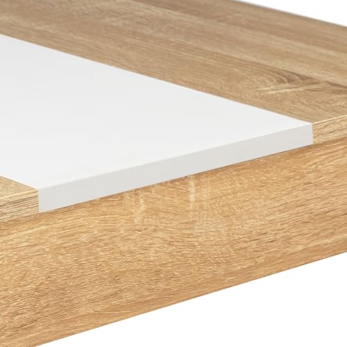 IDMarket ROZY - Juego de mesa de comedor y 2 bancos para 4 personas, aspecto madera de haya y blanco de 110 cm - imagen 3