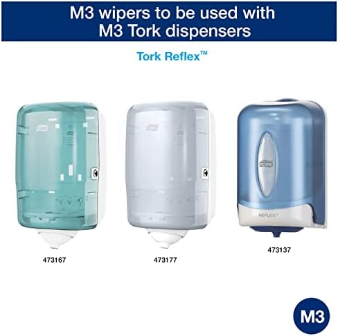Tork 473474 Reflex Wiping Paper Plus / 2 Ply Absorbent Advanced Paper Roll Suitable for Tork M3 Centrefeed Reflex Mini Roll System / White / 9 x 67m / Ø 12.7cm