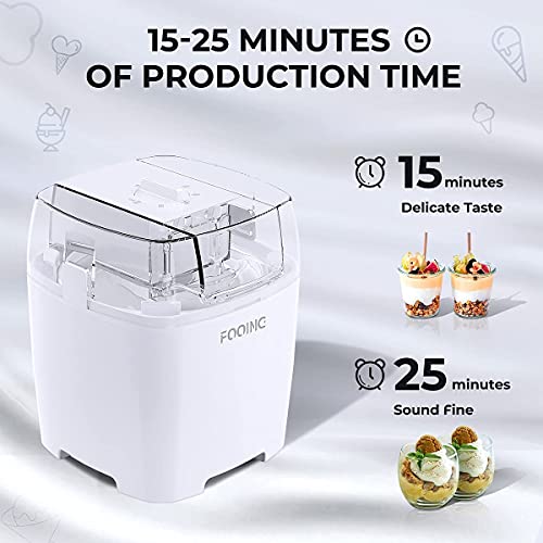 FOOING Eismaschine Speiseeisbereiter 1,5L mit Drehknopf (5 bis 30 Minuten), Edelstahl-Heim-Speiseeismaschine, Geeignet… – Bild 5