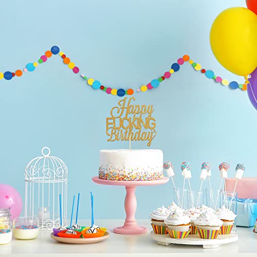 Gold Glitter Funny Birthday Cake Topper Happy Birthday Party Decorations Golden Birthday Party Supplies by KakaSwa - Used condition - Image 6