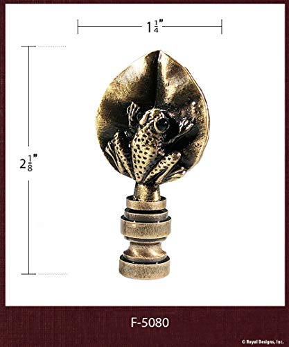 Image of Royal Designs, Inc. Decorative Leaf Frog Lamp Finial (Antique Brass, 1 Pack)