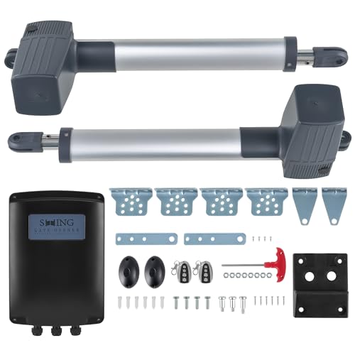 CO-Z Motore Cancello Battente 2 Ante Kit Automazione Cancello Battente con 2 Telecomandi per Porte Fino a 600kg 6m Cancello Automatico Battente con Sensori a Infrarossi Batteria Solare Compatibile