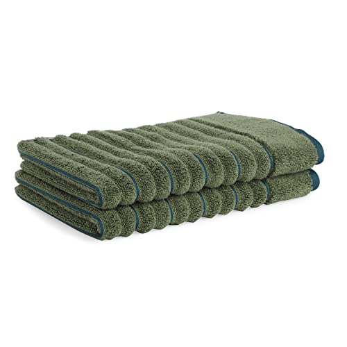 Image of Spaces Hand Towels | 100% Cotton | Spa & Gym Towel | Highly Absorbent & Super Soft | 2 Piece Set | Premium Hand Towel | 40 x 60 cm | Dark Green