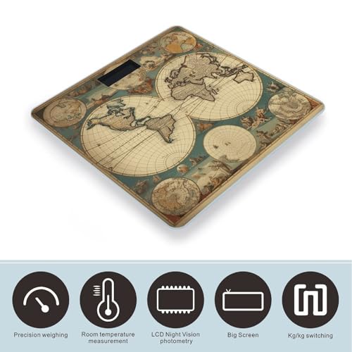 Báscula digital retro con diseño mundial de vidrio templado miniatura 3