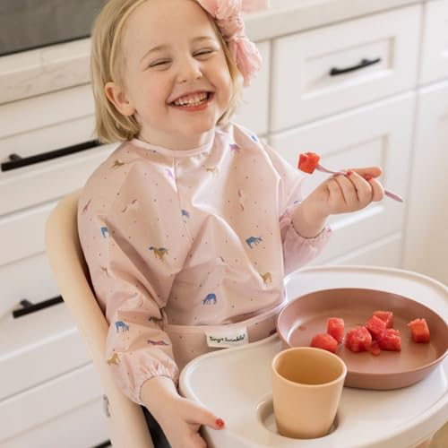 Image of Tiny Twinkle Long Sleeve Bib for Babies & Toddlers | Waterproof Smock Bib for Eating | Machine Washable & Mess-Proof Feeding Essentials | Newborn Shower Gift (Unicorn Confetti, 6-24M)