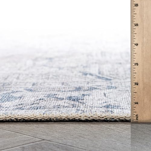 Rugshop Blue Vintage Boho Medallion Runner Rug — Machine Washable, 2'6"x7' for Hallway, Entryway and Kitchen