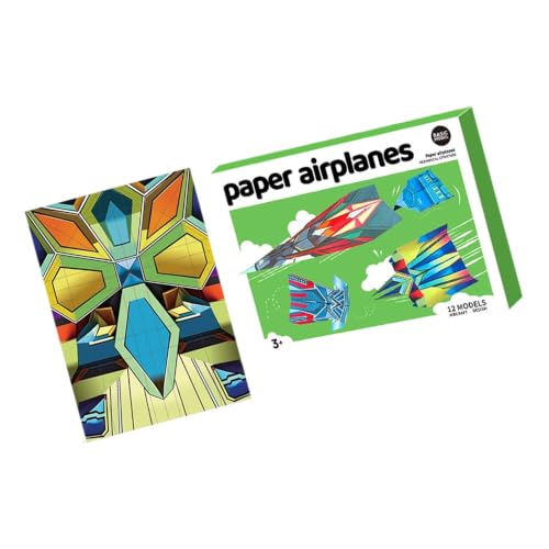 Image of Shntig Classroom Paper Plane Set, 36 Colorful Folding Sheets with 12 Printed Designs, Boxed Activity Play Set for Home Tables and Group Time, Age 3+
