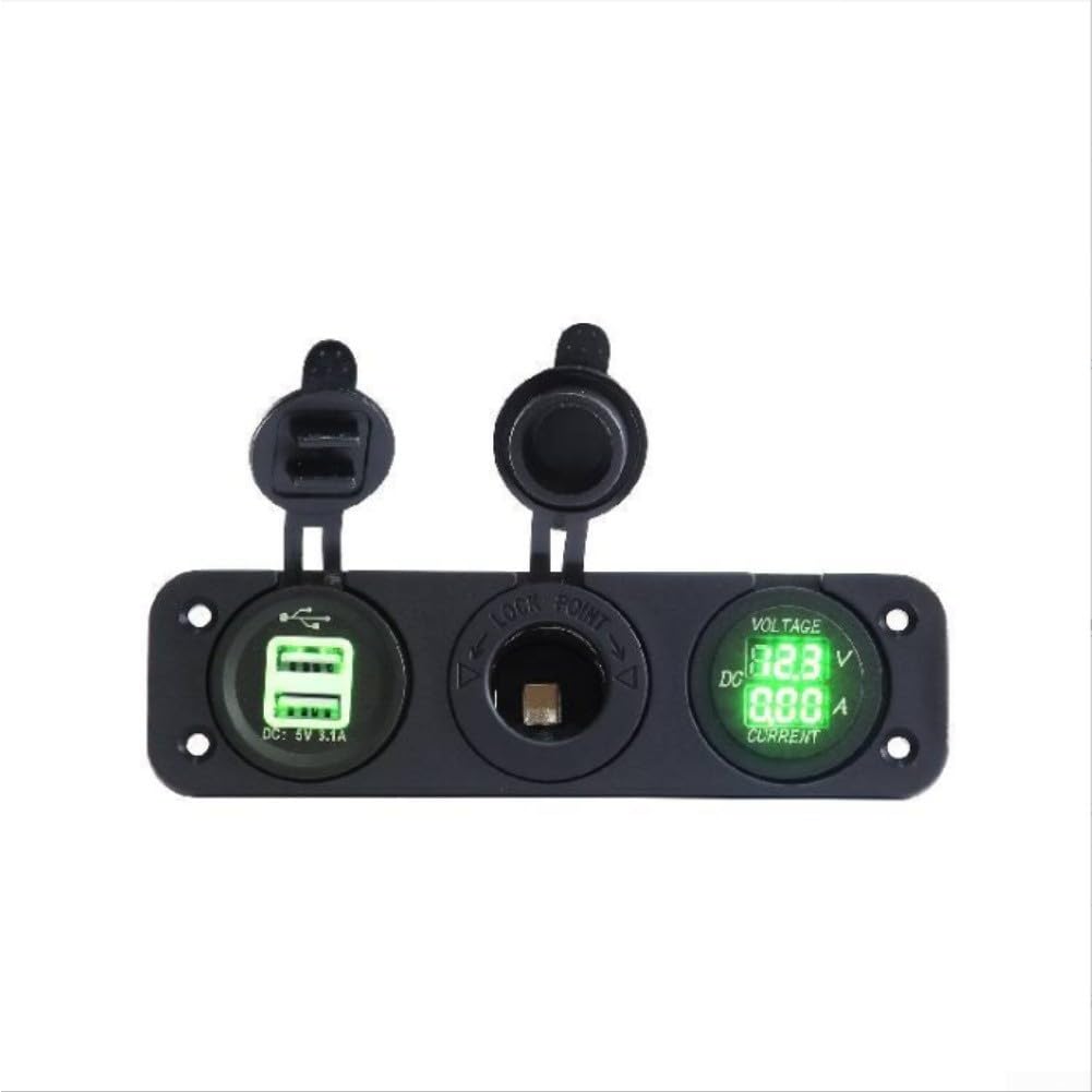 Caricabatteria da auto compatto Dual USB 15cm LED blu (verde)