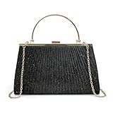 Pahajim Bolsos de Fiesta Clutch Fiesta Bolso Boda Cartera de Mano Mujer Bolsos Ceremonia Bandolera con Cadena para Boda Novia Banquete (Negro)