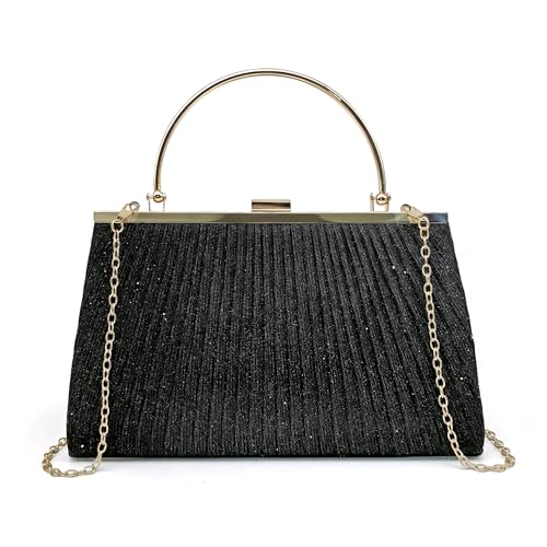 Pahajim Pochettes et Clutches Femme Pochette Ceremonie Mariage Paillettes Sac Soiree Minaudiere Petit Sac Bandouliere Chic Sac a Main (Noir)