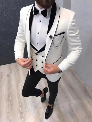 Men's Tuxedo 3 Piece Slim Fit Double Breasted Suit Men Formal Business Wedding Prom Tuxedo Suits Set2