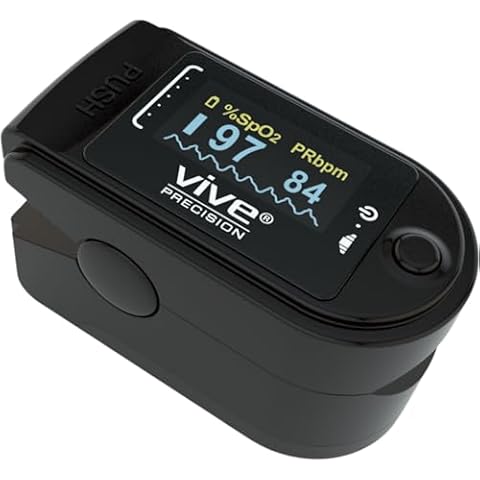 Vive Precision Pulse Oximeter - Oxygen Monitor Fingertip, Heart Rate Medical Grade Sensor LED Display - Accurate Finger Meter For Saturation SpO2, Lanyard & Batteries Included - FSA/HSA Approved Cover