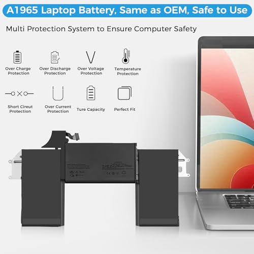 Image of A1932 Battery,A1965 A2179 Battery Replacement for MacBook Air 13 inch Model A1932 (Mid 2018, 2019) Model A2179 (2020 Release Version) (Upgraded High Performance 11.4V 49.9Wh 4379mAh)