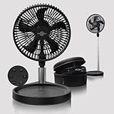 WindBillion Ventilador plegable portátil con batería USB-C, 37 horas de autonomía, mando a distancia, función de banco de energía (negro obsidiana)