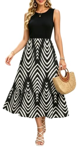 YUTILA Robe d'été longue sans manches pour femme - Robe