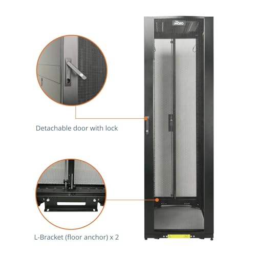 Image of Tecmojo 47U Server Rack Cabinet - PRE-Assembled 24inch Width 43inch Depth IT Network Equipment Cabinet Rack Enclosure with Casters - 3000lbs Weight Capacity,Black