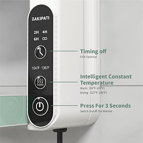 Cleesink Towel Warmer, Wall Mounted Heated Towel Rack With Built-In Timer, Adjustable Temperature, Foldable Aluminum Alloy Electric Towel Warmers For Bathroom, Hot Drying Towel Racks,White Green #TOP4
