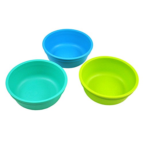 Re-Play Made in USA 12 Oz. Reusable Plastic Bowls, Pack of 3 Without Lid - Dishwasher and Microwave Safe Bowls for Snacks and Everyday Dining - Toddler Bowl Set 5.75