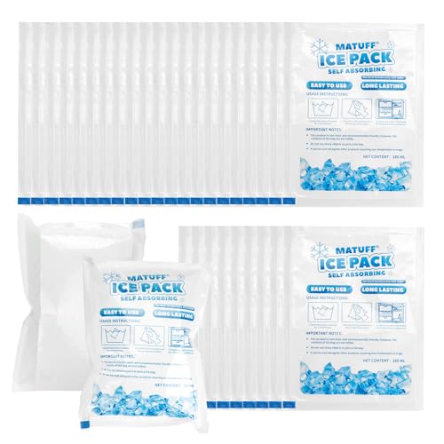 MATUFF 100 Pcs Reusable Ice Packs for Coolers (3.7''x4.9'') - Upgraded Explosion-Proof & Leakproof Gel Freezer Packs for Lunch Boxes, Shipping, Camping, Beach & Fishing | Keep Food/Drinks Fresh