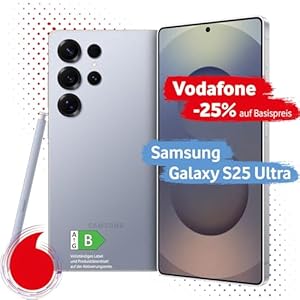 Samsung Galaxy S25 Ultra mit Vodafone Vertrag | Aktion: 25% Basispreis-Rabatt | 24 Mon. Laufzeit | in Titanium Silverblue | mit 256 GB Speicher