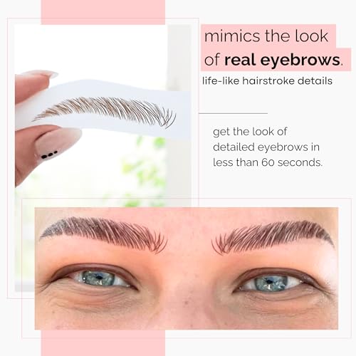 Brows by Bossy Studio & Co Temporary Eyebrow Tattoos Waterproof Eyebrow Stickers, False Tattoos Hair Like Peel Off Instant Transfer Brow arched medium brown