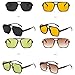 IKANOO 4 Pieces Retro 70s Square Aviator Sunglasses for Women Men Oversized Vintage Double Bridge Trendy Sun Glasses Aviator Shades﻿ (Black+Leopard Green+Orange+Tortoise Brown)