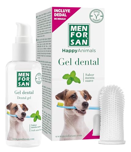 MENFORSAN Gel Dental para Perros 60ml, Sabor a Menta, Incluye dedal de Regalo