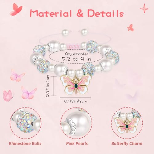 Artlunar Pink Pearl Butterfly Bracelet for Girls - 64% Off - Image 4