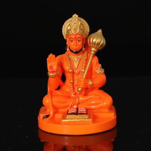 Image of UNOVATE Hanuman Idol for Car Dashboard, Home, Office Desk - Hanuman Murti for for Pooja, Temple Showpiece, Decoration, Festivals and Gifting. (9cm, Orange Color)