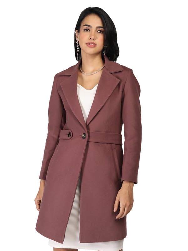 Image of PLAGG Women's Notched Lapel Long Overcoat