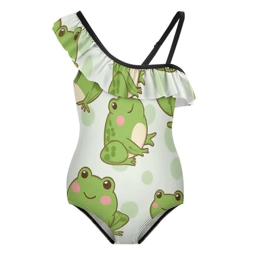 Girl's Cute One Piece Bathing Suit Floral Ruffle One Shoulder Swimsuit